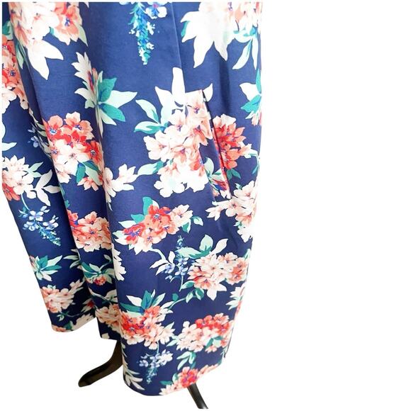 Land’s End Women’s Plus Size 20W Floral Sheath Dress Blue Pockets Scoop Neck - Picture 9 of 14